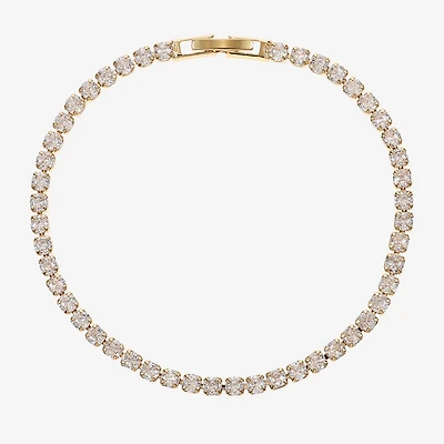 Sparkle Allure Womens Cubic Zirconia 14K Gold Over Brass Round 7.5 Inch Tennis Bracelet