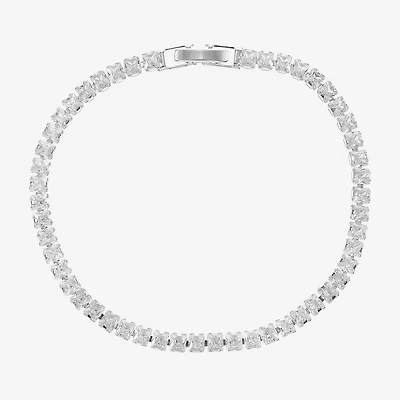 Sparkle Allure Womens Cubic Zirconia Pure Silver Over Brass Square 7.5 Inch Tennis Bracelet