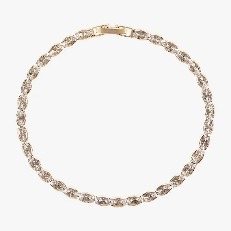 Sparkle Allure Womens Cubic Zirconia 14K Gold Over Brass Oval 7.5 Inch Tennis Bracelet