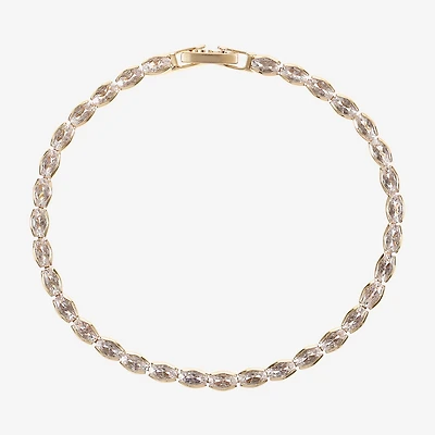Sparkle Allure Womens Cubic Zirconia 14K Gold Over Brass Oval 7.5 Inch Tennis Bracelet