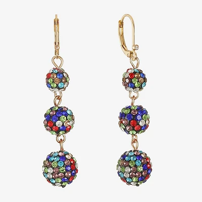Monet Jewelry Gold Tone Linear Womens Red Glass Round Drop Earrings