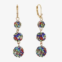 Monet Jewelry Gold Tone Linear Womens Red Glass Round Drop Earrings