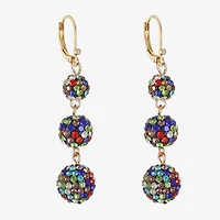 Monet Jewelry Gold Tone Linear Womens Red Glass Round Drop Earrings