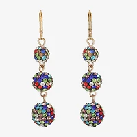 Monet Jewelry Gold Tone Linear Womens Red Glass Round Drop Earrings
