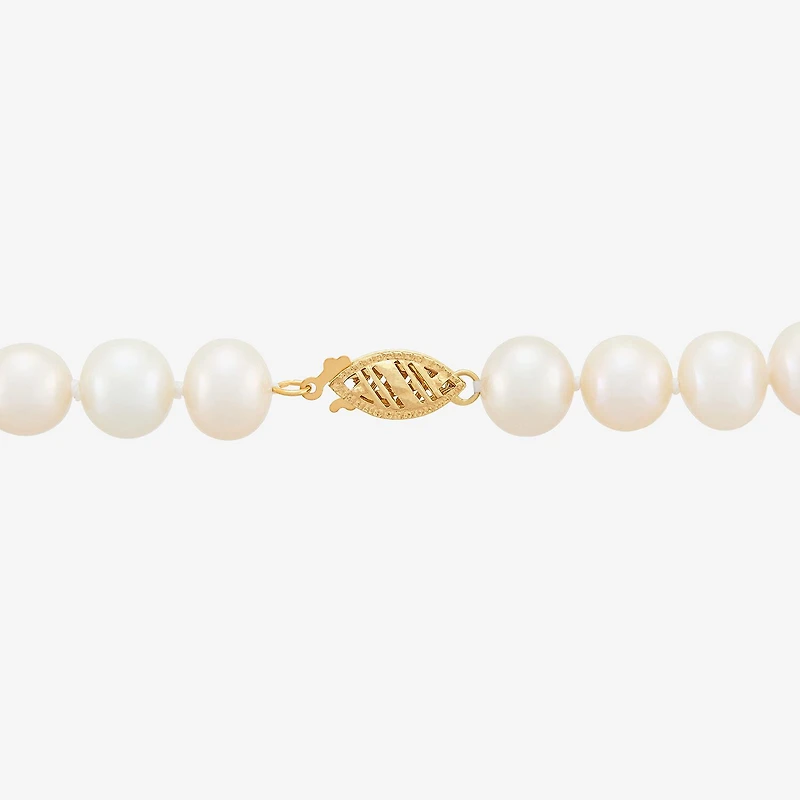 Womens White 10K Gold 18 Inch Strand Necklace