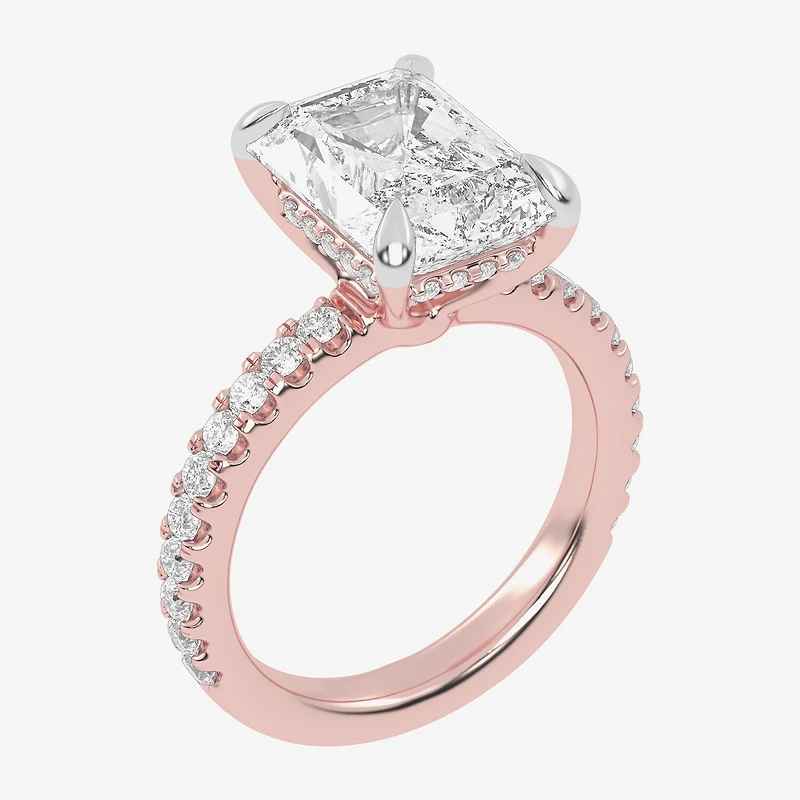 (G-H / Vs2-Si1) Womens 5 1/2 CT. T.W. Lab Grown White Diamond 14K Gold Side Stone Engagement Ring