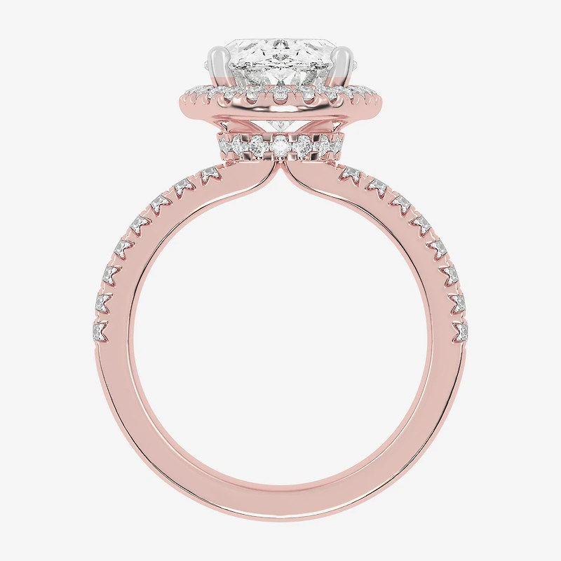 G-H / Vs2-Si1) Womens 3 1/2 CT. T.W Lab Grown White Diamond 14K Gold Side Stone Halo Engagement Ring