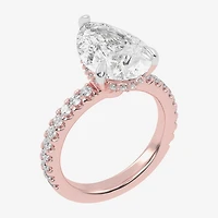(G-H / Vs2-Si1) Womens 5 1/2 CT. T.W. Lab Grown White Diamond 14K Gold Pear Side Stone Engagement Ring
