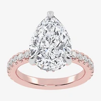 G-H / Vs2-Si1) Womens 4 1/ CT. T.W. Lab Grown White Diamond 14K Gold Pear Side Stone Engagement Ring