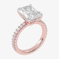 (G-H / Vs2-Si1) Womens 3 1/2 CT. T.W Lab Grown White Diamond 14K Gold Side Stone Engagement Ring