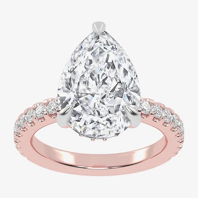 (G-H / Vs2-Si1) Womens 3 1/2 CT. T.W Lab Grown White Diamond 14K Gold Pear Side Stone Engagement Ring