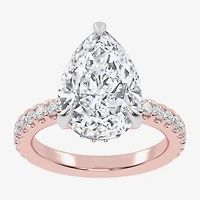 (G-H / Vs2-Si1) Womens 3 1/2 CT. T.W Lab Grown White Diamond 14K Gold Pear Side Stone Engagement Ring