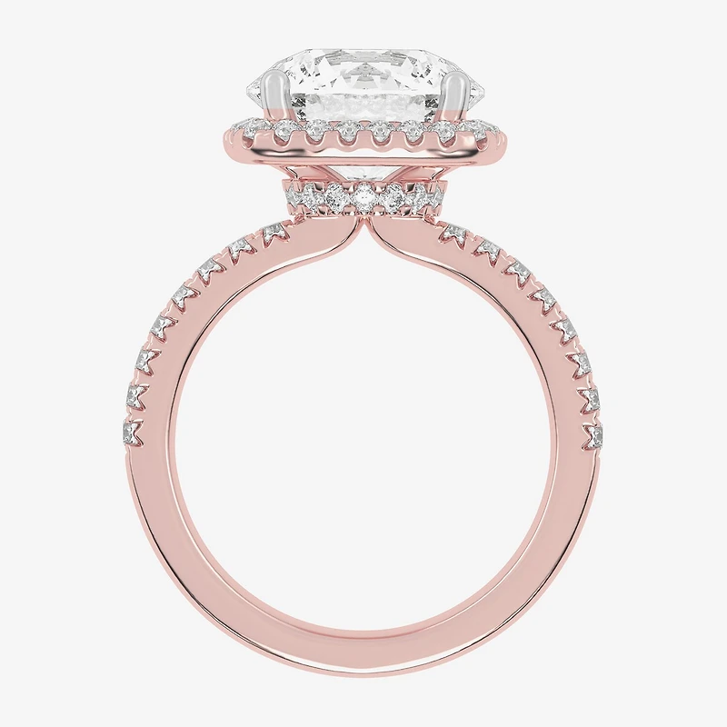 G-H / Vs2-Si1) Womens / CT. T.W. Lab Grown White Diamond 14K Gold Round Side Stone Halo Engagement Ring
