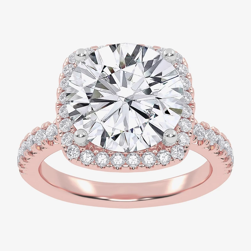 G-H / Vs2-Si1) Womens / CT. T.W. Lab Grown White Diamond 14K Gold Round Side Stone Halo Engagement Ring