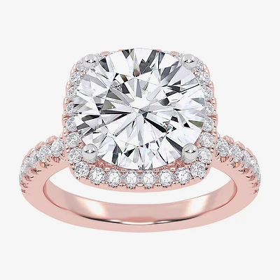 G-H / Vs2-Si1) Womens / CT. T.W. Lab Grown White Diamond 14K Gold Round Side Stone Halo Engagement Ring