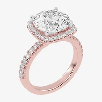 G-H / Vs2-Si1) Womens / CT. T.W. Lab Grown White Diamond 14K Gold Round Side Stone Halo Engagement Ring