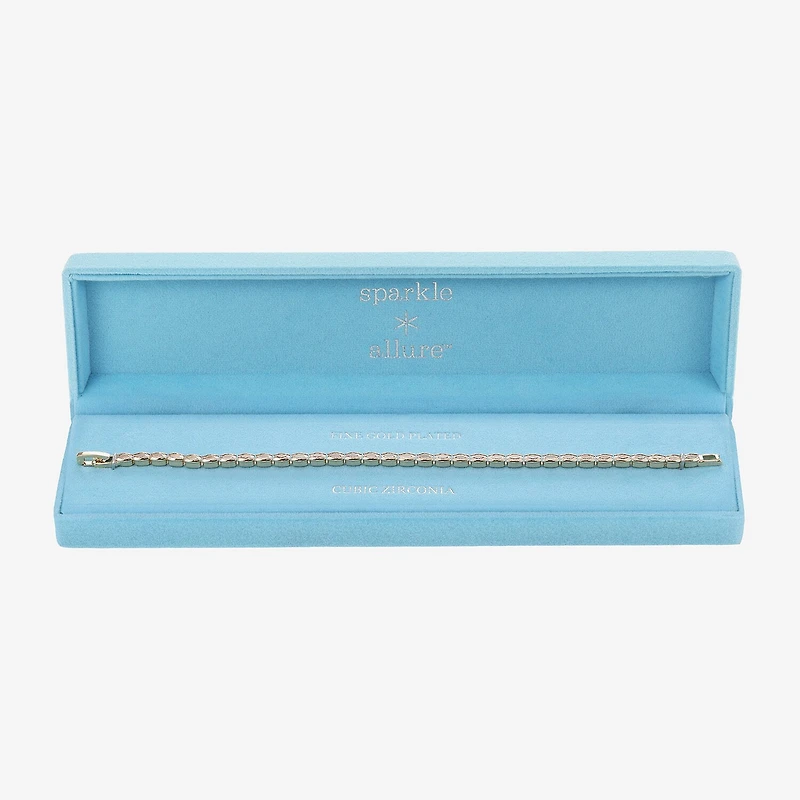 Sparkle Allure Womens Cubic Zirconia 14K Gold Over Brass Oval 7.5 Inch Tennis Bracelet
