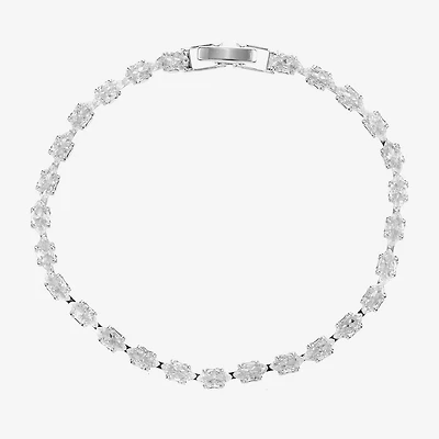 Sparkle Allure Womens Cubic Zirconia Pure Silver Over Brass Marquise 7.5 Inch Tennis Bracelet