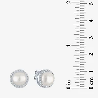 White Cultured Freshwater Pearl Sterling Silver Stud Earrings