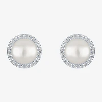 White Cultured Freshwater Pearl Sterling Silver Stud Earrings