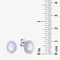 Lab Created White Opal Sterling Silver 10.4mm Stud Earrings