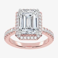 G-H / Vs2-Si1) Womens 3 1/2 CT. T.W Lab Grown White Diamond 14K Gold Side Stone Halo Engagement Ring