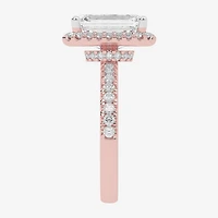G-H / Vs2-Si1) Womens 3 1/2 CT. T.W Lab Grown White Diamond 14K Gold Side Stone Halo Engagement Ring