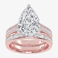 G-H / Vs2-Si1) Womens CT. T.W. Lab Grown White Diamond 14K Gold Pear Side Stone Bridal Set