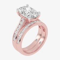 (G-H / Vs2-Si1) Womens 6 CT. T.W. Lab Grown White Diamond 14K Gold Oval Side Stone Bridal Set