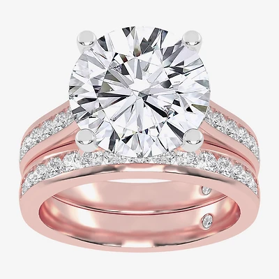 (G-H / Vs2-Si1) Womens 5 CT. T.W. Lab Grown White Diamond 14K Gold Round Side Stone Bridal Set