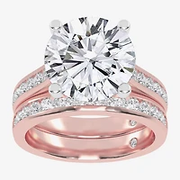 (G-H / Vs2-Si1) Womens 5 CT. T.W. Lab Grown White Diamond 14K Gold Round Side Stone Bridal Set