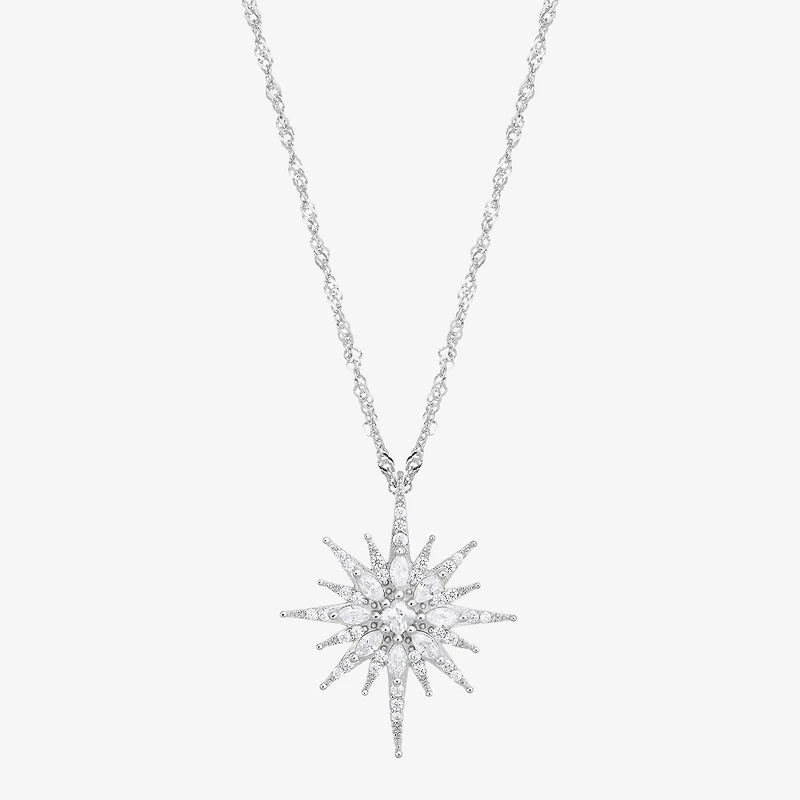 Diamonart Womens White Cubic Zirconia Sterling Silver Star 18 Inch Pendant Necklace