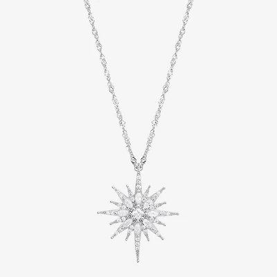 Diamonart Womens White Cubic Zirconia Sterling Silver Star 18 Inch Pendant Necklace