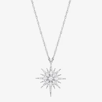 Diamonart Womens White Cubic Zirconia Sterling Silver Star 18 Inch Pendant Necklace