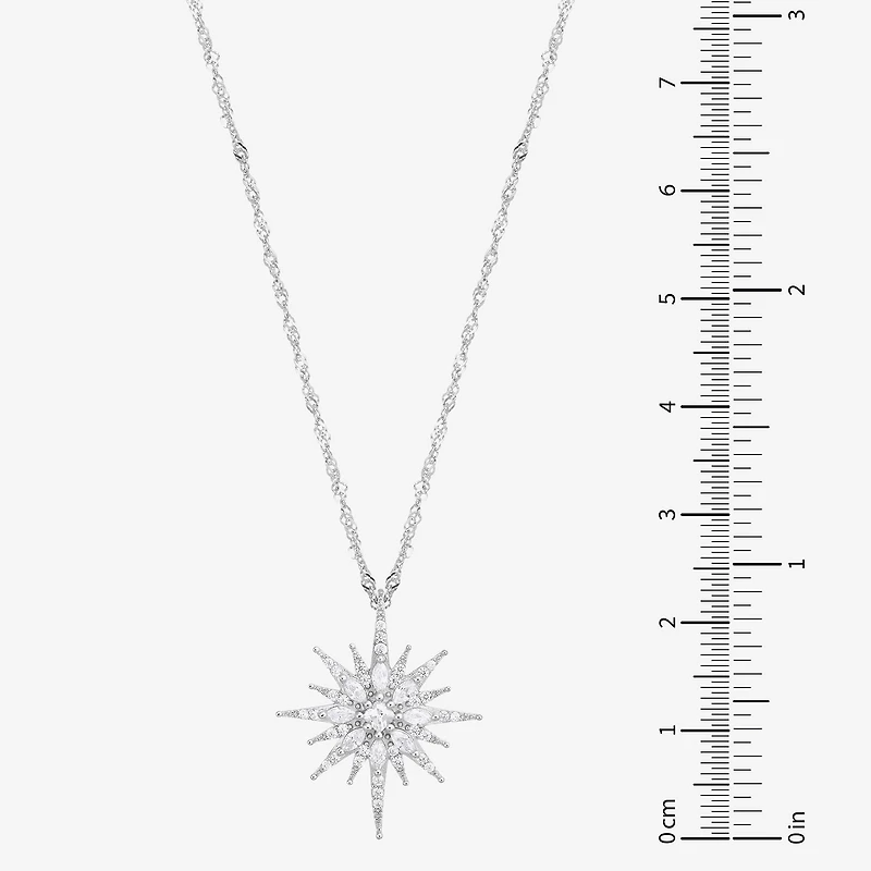Diamonart Womens White Cubic Zirconia Sterling Silver Star 18 Inch Pendant Necklace