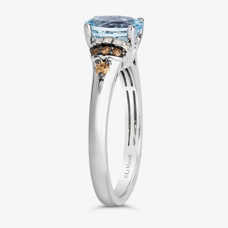 Le Vian® Ring featuring Sea Blue Aquamarine® Chocolate Diamonds® Nude Diamonds™ set in 14K Vanilla Gold®