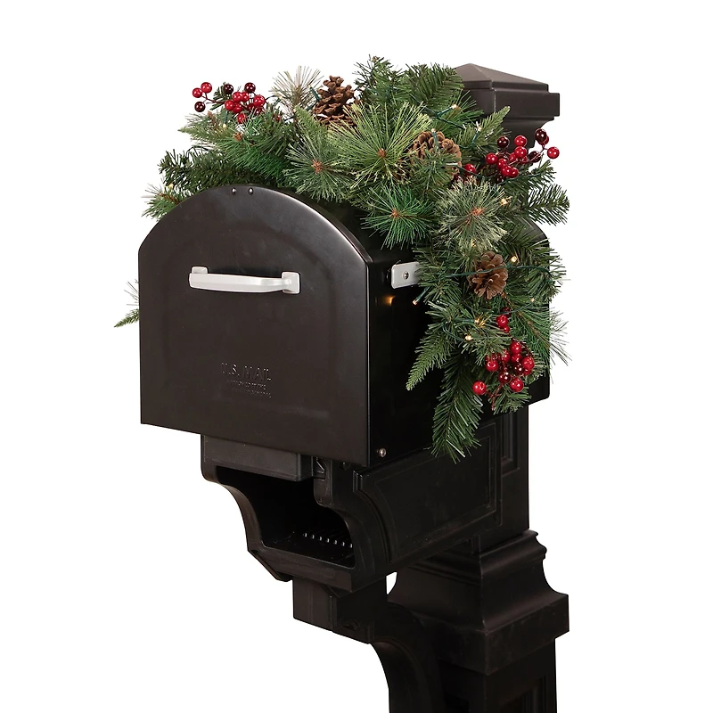 Northlight Pine Cone And Berries Mailbox Pre-Lit Swag