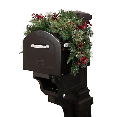 Northlight Pine Cone And Berries Mailbox Pre-Lit Swag