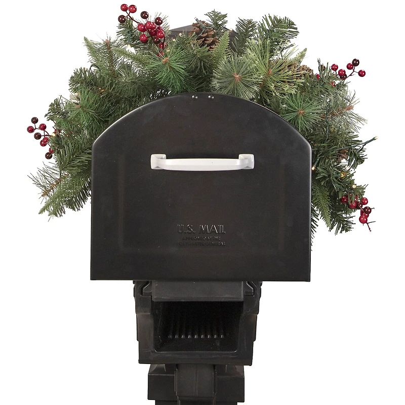 Northlight Pine Cone And Berries Mailbox Pre-Lit Swag