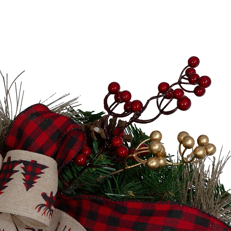 Northlight 24in Bows And Berries Unlit Wreath