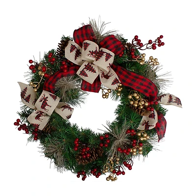 Northlight 24in Bows And Berries Unlit Wreath