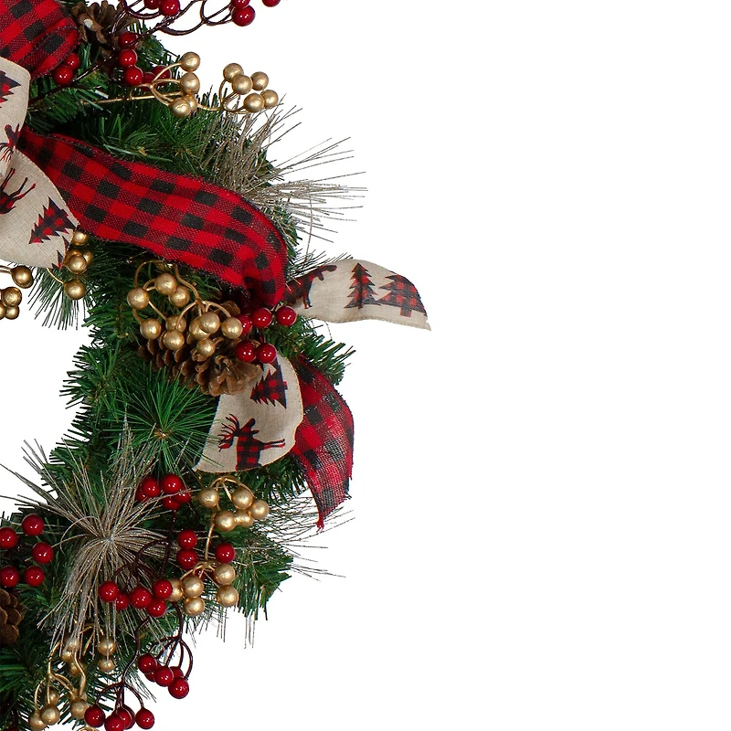 Northlight 24in Bows And Berries Unlit Wreath