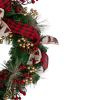 Northlight 24in Bows And Berries Unlit Wreath