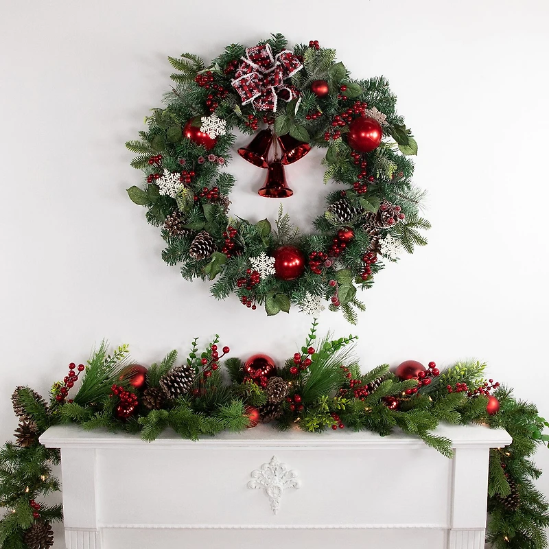 Northlight Bells And Mixed Foliage Wreath