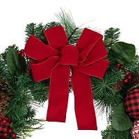 Northlight Bow And Mixed Foliage Wreath