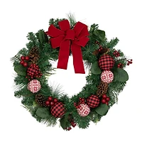 Northlight Bow And Mixed Foliage Wreath