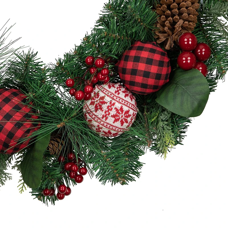Northlight Bow And Mixed Foliage Wreath