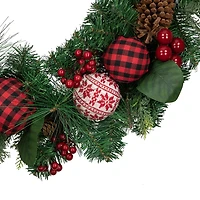 Northlight Bow And Mixed Foliage Wreath