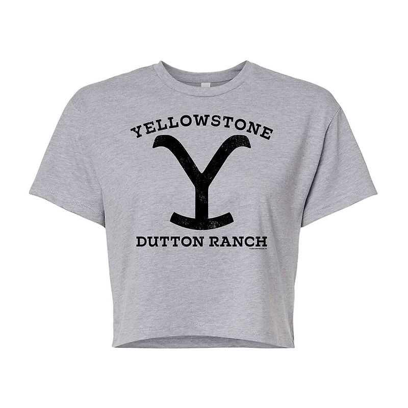 Yellowstone Logo Cropped Tee Womens Juniors Crew Neck Short Sleeve Regular Fit Graphic T-Shirt