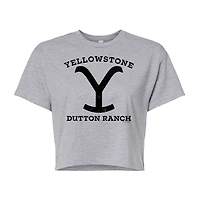 Yellowstone Logo Cropped Tee Womens Juniors Crew Neck Short Sleeve Regular Fit Graphic T-Shirt